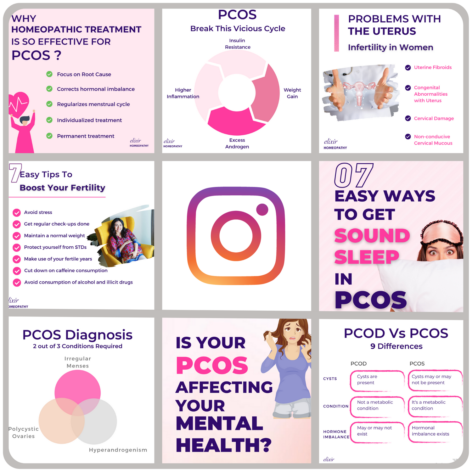 Brief snapshot of Instagram page of Elixir Homeopathy.